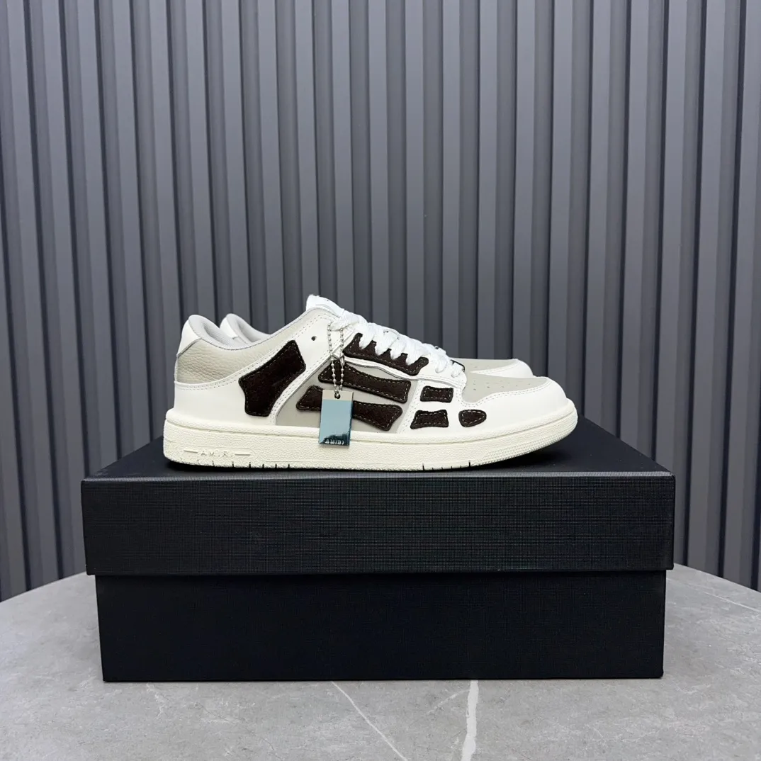 Men's men's shoes 💰600 AMIRI high street sneakers with bone sports shoes, toe layer cowhide upper, upper side bones, hand-stitched, good three-dimensional effect, customized metal LOGO, size 38-45 46